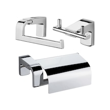 Premium Kapaklı Kağıtlık Kapaksız Kağıtlık Ikili Askılık Seti Krom