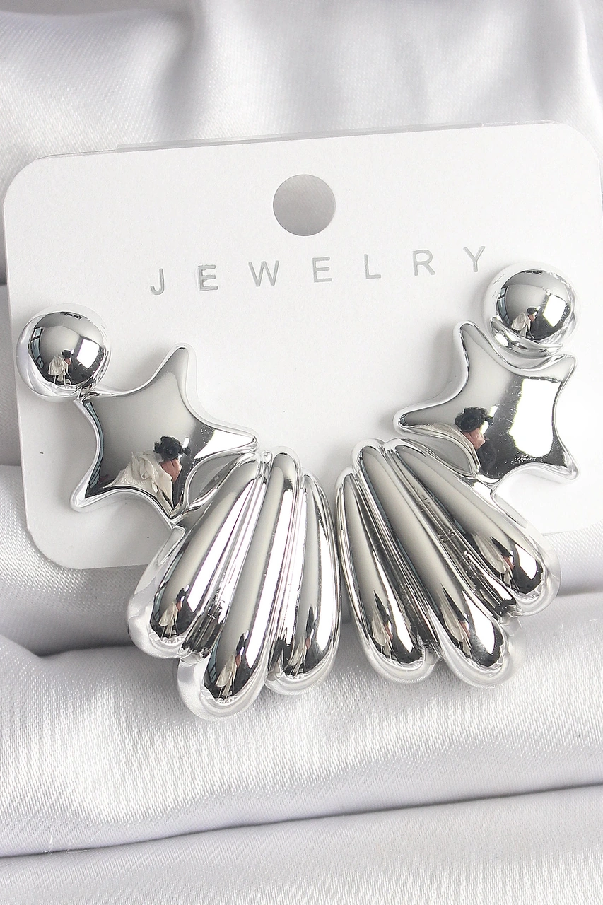 Dodes Dodes Gümüş Renk Yıldız Deniz Kabuğu Model Ccb Plastik Kadın Küpe Seti Tg27bkp10031 Çok Renkli