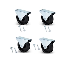 Sabit Tabanlı Masa Tekeri Sehpa Ve Dolap Tekeri Teker Çapı:38mm Yükseklik:50mm 4 Adet Gri - Siyah