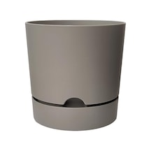 Begonya Saksı Tabaklı Drenajlı Mat Plastik Çiçek Saksısı 1 Adet, 9 Litre, 25cm, Bej