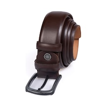 Tudors Erkek %100 Hakiki Deri 3,5 Cm Klasik Kahverengi Kemer-23772 Kahverengi