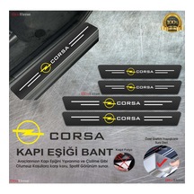 Opel Corsa Logolu Karbon Kapı Eşiği Koruyucu Suni Deri 4'lü