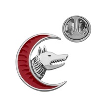 Gümüş Ay Motifli Bozkurt Rozet Gümüş