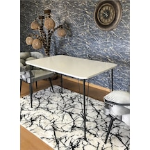 Yirmi15 Metal Siyah Ayaklı 70x110 Cm White Eclipse Çalışma Masası- Beyaz Masa
