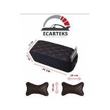 Ecarteks Sünger Kolçak Ve Boyun Yastığı Seti Kırmızı Dikişli Siyah Universal Oto Aksesuar