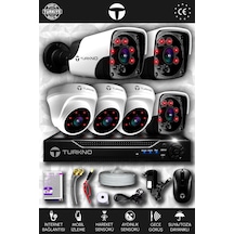 Turkno 6 Kameralı Pania 3 İç Kamera Set HDD'siz Full HD Gece Görüşlü Güvenlik Kamerası Sistemi