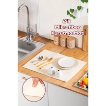 Porsima 3139-1 2li Mikrofiber Tezgah Üstü Kurutma Matı Süper Emici Bulaşıklık Krem Krem