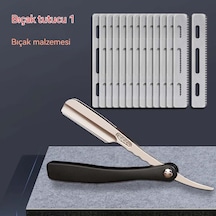Güvenlik Tıraş Makinesi Tek Parça Çizilmeye Karşı Dayanıklı Kaş Tamir Makinesi Yüz Tıraş Bıçağı Sakal Şekli Retro Berber Dükkanı Gümüş-1 Bıçak Tutucu 15 Bıçak