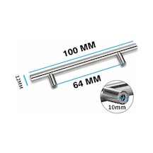 Promosyon 20 Adet Kapı Kolları T Şeklinde Bar Mutfak Kapı Mobilya Kolları Paslanmaz Çelik - Merkez Mesafesi 64 Mm