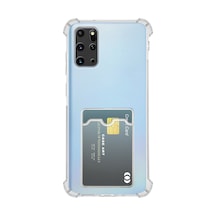 Samsung Galaxy Uyumlu S20 Plus Kapak Kamera Korumalı Kartlıklı Darbe Emici Özellikli Şeffaf Silikon Kılıf