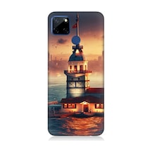 Realme C12 Uyumlu Kız Kulesi Işıkları Desenli Silikon Kılıf Çok Renkli