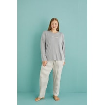 Gd Goldoremi 50802-19 Büyük Beden Kadın Amazing Milan Kumaş Pijama Takım 001
