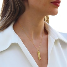 Love Taşlı Plaka Gold Gümüş Kolye Gümüş