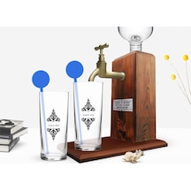 Kişiye Özel Renkli Baskılı İsimli İkili Vodka Bardağı Ve Ahşap Vodka Standı Hediye Seti-110