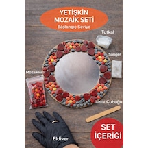 30x30cm Yuvarlak Pleksi Aynalı Yetişkin Mozaik Set Başlangıç Seviye Siyah-kırmızı Tonlar