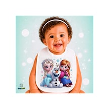 Elsa Frozen Keten Bebek Mama Önlüğü Yumuşak - Emici - Yıkanabilir - Özel Tasarım P054 Çok Renkli