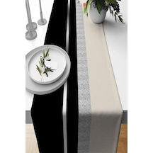 Silver Siyah Dokuma Leke Tutmaz Premium Tay Tüyü Kumaş Masa Örtüsü Runner 40x140cm Rnr568 Çok Renkli