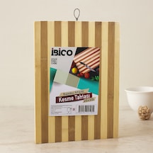 Bambu Kesme Tahtası 20x30x1.3 Cm - Beyaz Çizgili Metal Kulplu Diğer