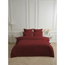 Line Bordo Pamuk Saten Çift Kişilik Nevresim Takımı Lastiksiz Çar Bordo