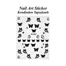 Nail Art Sticker Kendinden Yapışkanlı, Tırnak Süsleme, Tırnak Dövmesi Stikır 2417 Siyah-beyaz-2417