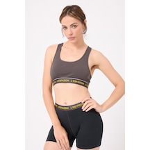 Racer Crop Top Racer Back Crop Top-3285 Kömür Gri Kahve