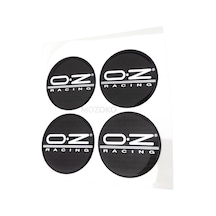 Kendinden Yapışkanlı Oz Racing Logolu Siyah 56 Mm 3d Jant Göbeği Etiket Seti 4 Adet Damla Baskı