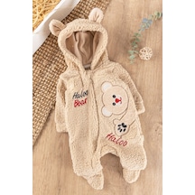 Babymod Ayıcık Figürlü Kapüşonlu Kışlık Welsoft Bebek Tulum 001