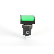 16mm Yeşil  Dikdörtgen Ledli Yaylı Buton - 5 Pin 24V.DC 1NO+1NC