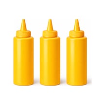 Sosluk Sıkma Şişesi 3 Adet 1000 Ml Bpa Free Hardal Sos Şişesi Endüstriyel Kullanım Sarı