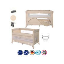 Lorelli Up And Down Anne Yanı Park Yatak - Fog Beige Flying Friends