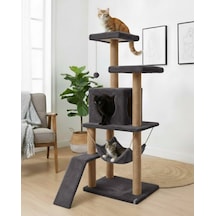 Reyo Pet S9 Kedi Tırmalama Kulesi Platformlu 124 Cm Antrasit