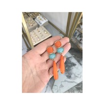 Şık Turuncu Sarkıt Model Küpe