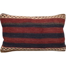 Zehra Abla Halı Yeni El Dokuma Dekoratif Lumbar Kilim Kırlent Yastık Kılıfı 6141