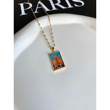 Kadın Çelik Kolye Burç Seri Renkli Tasarım Başak Burcu Kolye Altın