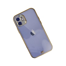 Apple iPhone  Uyumlu,  12 Kılıf Liva Taşlı Silikon - Mor