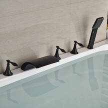 Kapadokya Style Küvet Jakuzi Lavabo Ankastre Siyah Şelale Banyo Bataryası Siyah