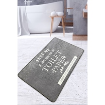Toilet Grey Banyo Halısı Djt 70x120 cm Yıkanabilir , Kaymaz Taban Banyo