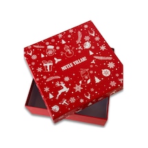 Kolix Yılbaşına Özel 20x20 Happy Newyear Desenli Dekoratif Hediye Kutusu Kırmızı