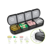 Vkemall 7 Günlük 28 Bölmeli Sağlık İlaç Kutusu - Taşınabilir, Dayanıklı Plastik Depolama Organizatörü Siyah Siyah