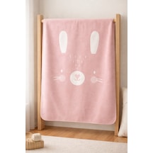 Maya Pamuklu Kız Erkek Bebek Battaniyesi Çift Taraflı Desenli Yumuşak Çocuk Örtüsü 90x120 Cm Pembe