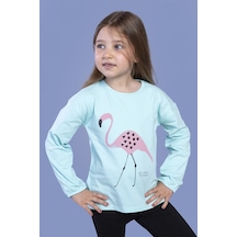 Toontoy Kids Toontoy Kız Çocuk Flamingo Baskılı Tişört Su Yeşili
