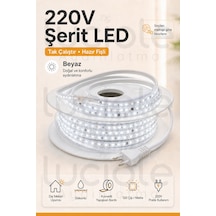 100 Metre 220v Beyaz Şerit Led Hazır Fişli Tak Çalıştır Silikonlu Yapışkanlı