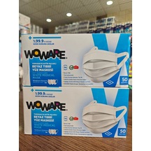Woware Lastikli Telli Cerrahi Yüz Maskesi 2 x 50'li