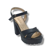 Selfie 4280-26 Cilt Çapraz Bant Platform Topuk Fashion Kadın Sandalet 11cm Siyah