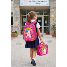 Unicorn İlkokul Okul Çantası Beslenme Çantası Sırt Çantası Simli 2'li Set 35 X 27 X 15 Cm Çok Renkli