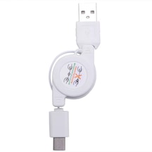 Alfais 6022 Usb To Type C Erkek Şarj Ve Veri Aktarım Kablosu Makaralı 75cm