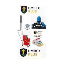 Umbex Tek Kovalı Krom Temizlik Arabası Ve Paspas Arabası Temizlik Seti Plastik + Islak Mop Seti.