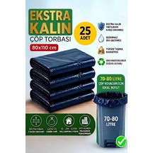 80x110 Cm Extra Kalın Siyah Endüstriyel Çöp Poşeti - 25 Adet / Ağır Hizmet Tipi