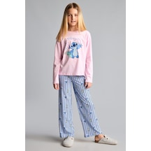 Defacto %100 Pamuk Dısney Lılo & Stıtch Lisanslı Uzun Kolu Pijama Üstü Esnek Belli Uzun Pijama Altı 2li Pijama Takımı Kız Çocuk I1875a826aupn693 Pembe-pn693