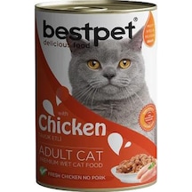 Bestpet Tavuk Etli Parça ve Jöleli Konserve Yetişkin Kedi Maması 6 x 400 G
